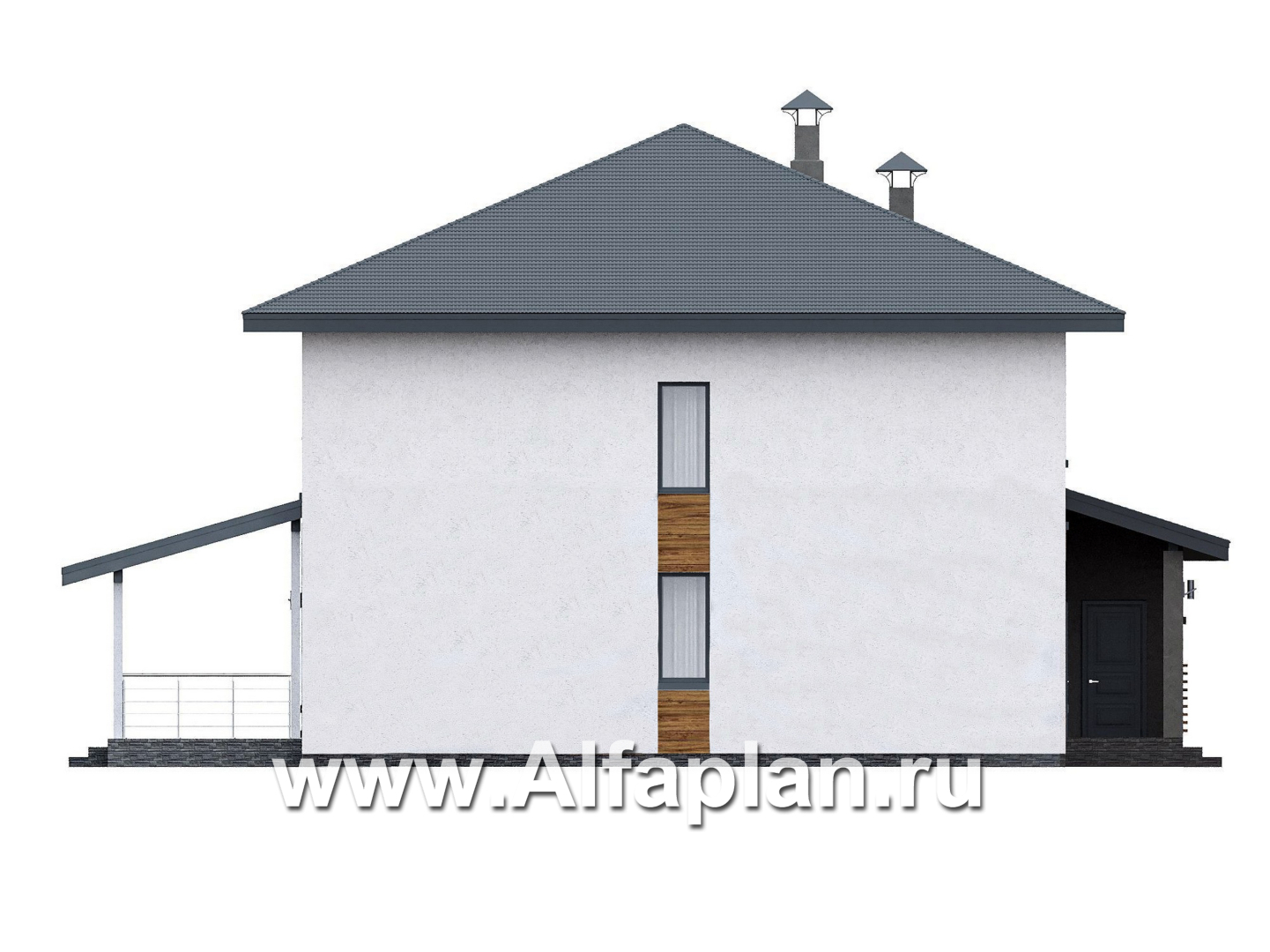 Проекты домов Альфаплан - "Чистая линия"  - проект дома, 2 этажа, мастер спальня, с террасой, в современном стиле - изображение фасада №3
