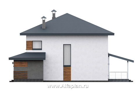 Проекты домов Альфаплан - "Чистая линия"  - проект дома, 2 этажа, мастер спальня, с террасой, в современном стиле - превью фасада №2