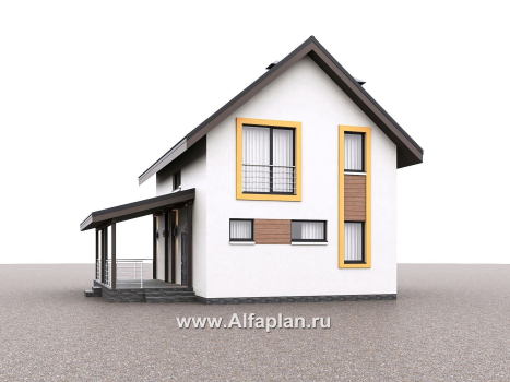 Проекты домов Альфаплан - "Викинг" - проект дома, 2 этажа, с сауной и с террасой сбоку, в скандинавском стиле - превью дополнительного изображения №2