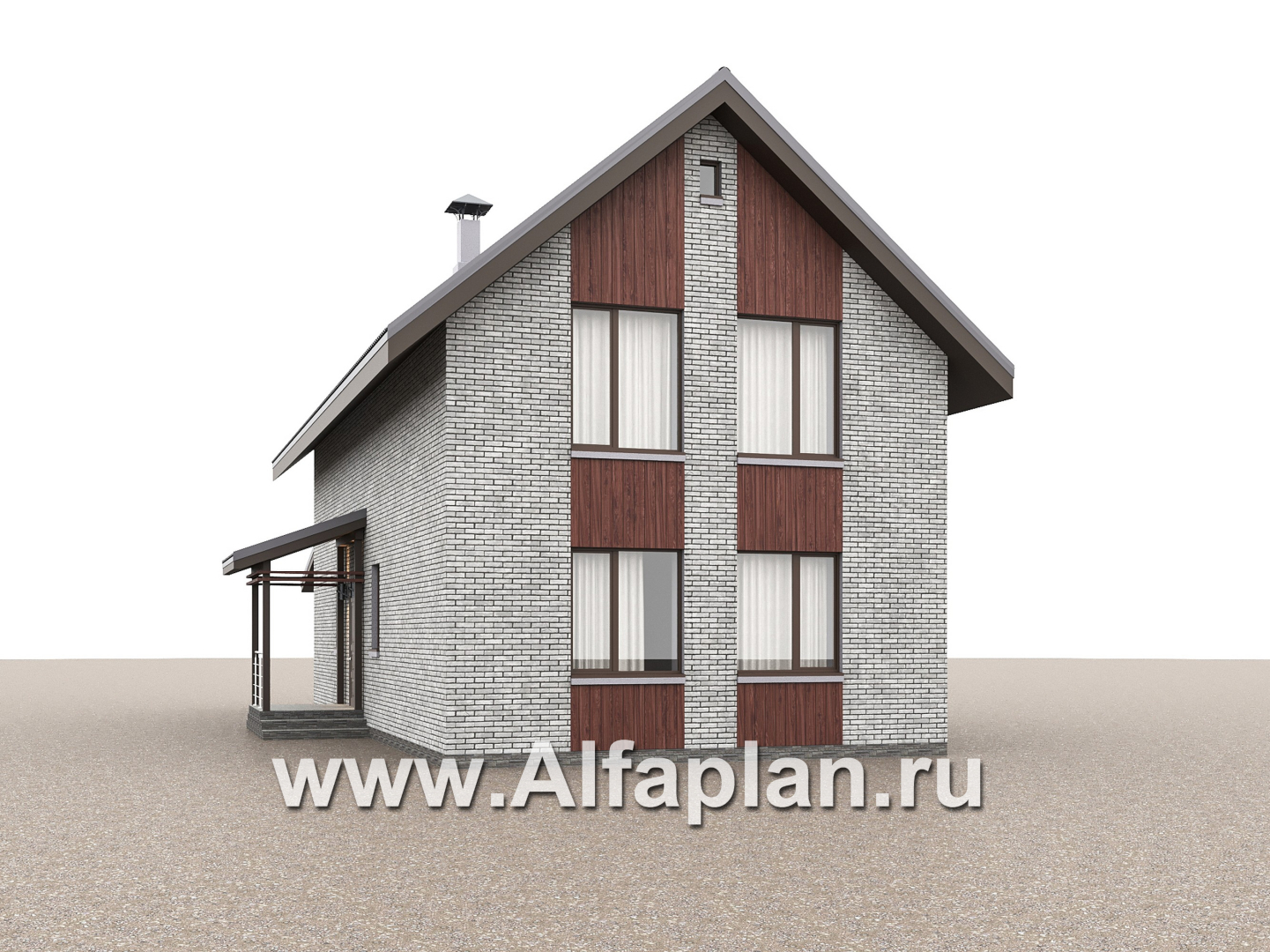 Проекты домов Альфаплан - "Мой путь" - проект дома из кирпича, 2 этажа, с террасой и с 5-ю спальнями - дополнительное изображение №2
