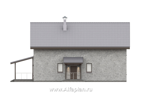 Проекты домов Альфаплан - "Мой путь" - проект дома из кирпича, 2 этажа, с террасой и с 5-ю спальнями - превью фасада №2