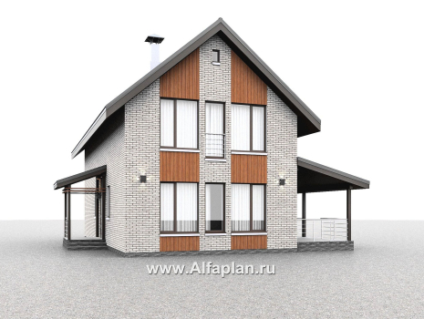 Проекты домов Альфаплан - "Мой путь" - проект дома из газобетона, 2 этажа, с террасой и с 5-ю спальнями - превью дополнительного изображения №1