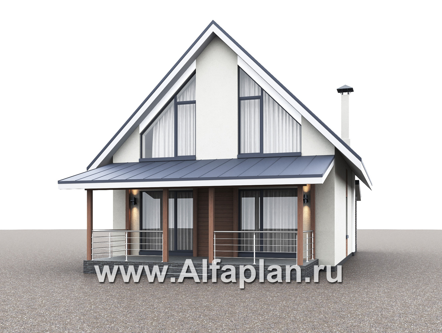 Проекты домов Альфаплан - "Генезис" - проект дома, с мансардой, с террасой в современном стиле - дополнительное изображение №2