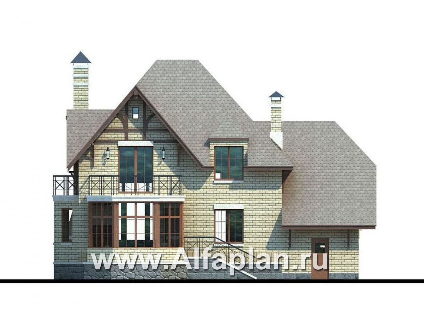 Проекты домов Альфаплан - «Вернигероде» - загородный дом с мансардой - изображение фасада №4