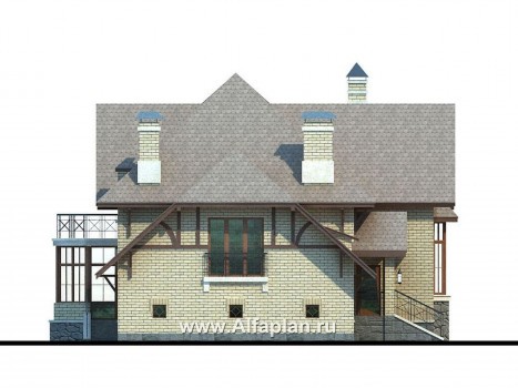 Проекты домов Альфаплан - «Вернигероде» - загородный дом с мансардой - превью фасада №3