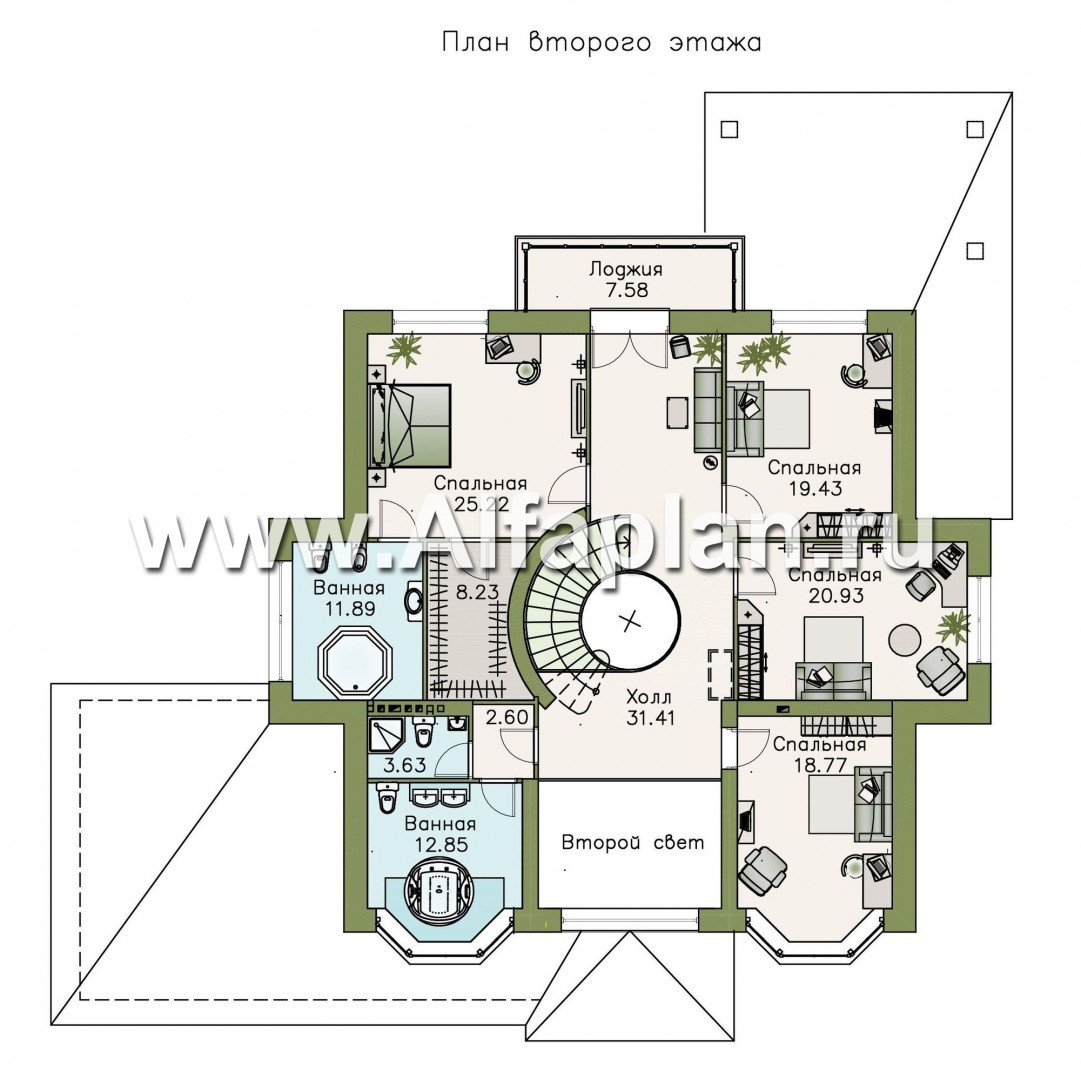 Проекты домов Альфаплан - Вилла «Эдельвейс» - современный комфортабельный особняк - план проекта №2