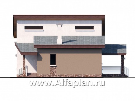 Проекты домов Альфаплан - «Каприкорн» - комфортабельный коттедж с бильярдной - превью фасада №2