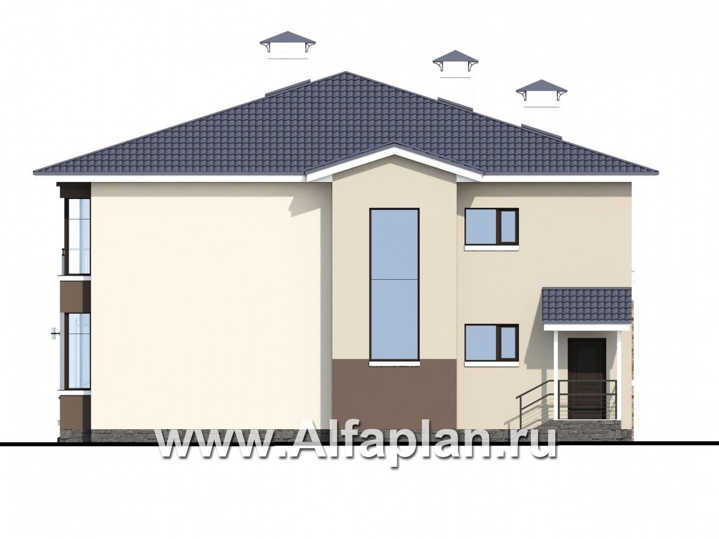 Проекты домов Альфаплан - «Опал» - современный двухэтажный комфортабельный дом - изображение фасада №2