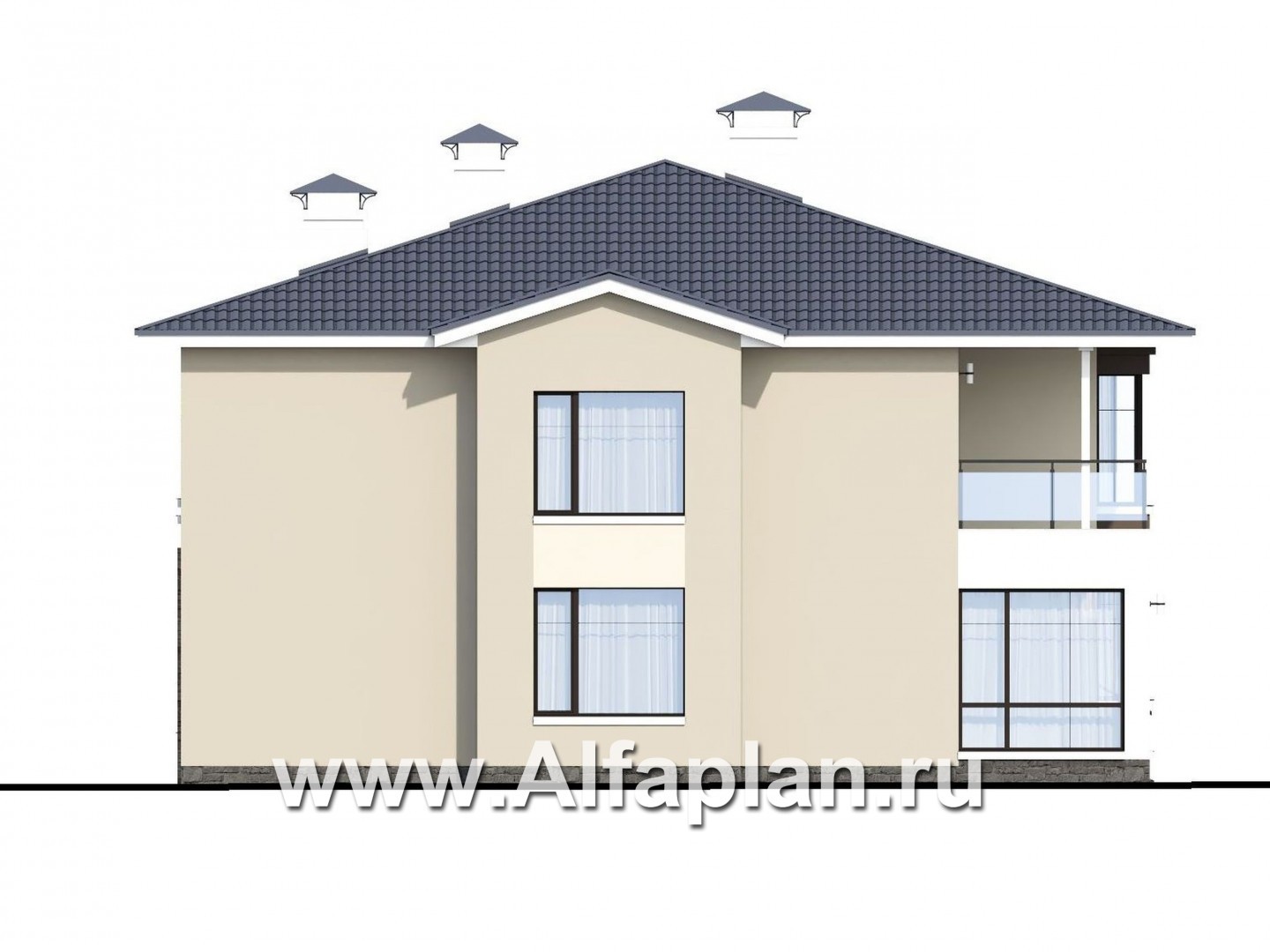 Проекты домов Альфаплан - «Опал» - современный двухэтажный комфортабельный дом - изображение фасада №3