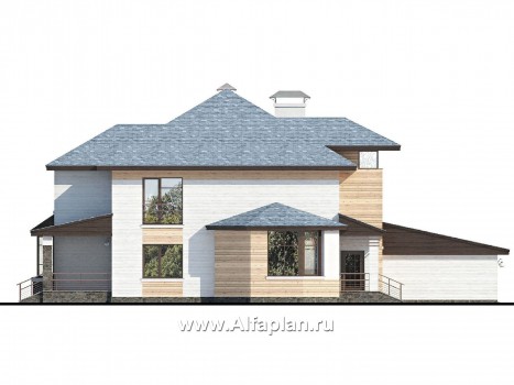 «Агент 007» - проект двухэтажного дома с эркером и с террасой, гараж на 2 авто, в современном стиле - превью фасада дома