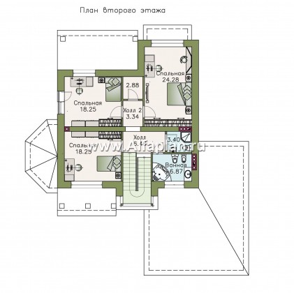 «Агент 007» - проект двухэтажного дома с эркером и с террасой, гараж на 2 авто, в современном стиле - превью план дома