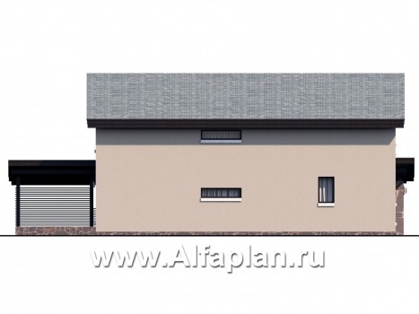 Проекты домов Альфаплан - «Писарро» - проект дома с односкатной кровлей для узкого участка - превью фасада №3