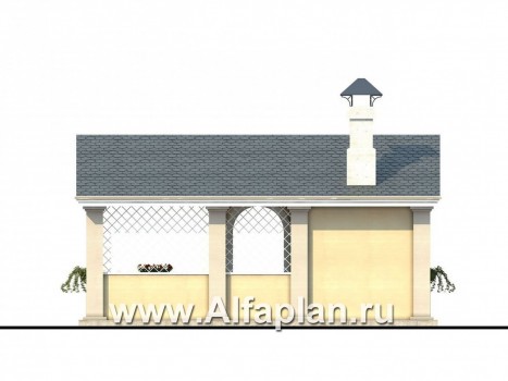 Проекты домов Альфаплан - Беседка-павильон с камином - превью фасада №4
