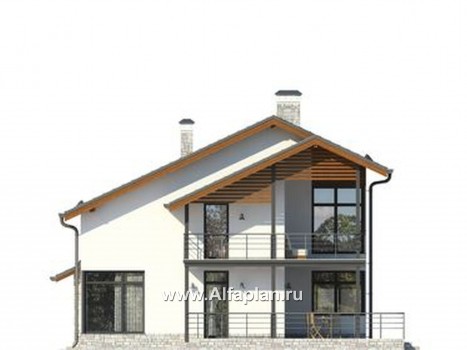 Проекты домов Альфаплан - Компактный современный коттедж с навесом для машины - превью фасада №2