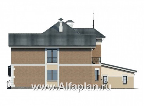 Проекты домов Альфаплан - 137Б «Феникс» + СПА-центр 288В - удобный дом с комплексом для отдыха - превью фасада №3