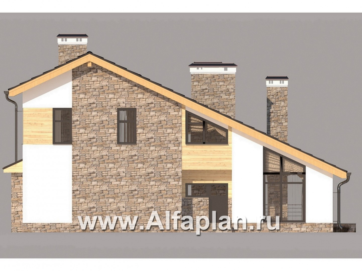 Проекты домов Альфаплан - Современный коттедж для большой семьи - изображение фасада №4