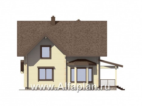 Проекты домов Альфаплан - Небольшой деревянный дом для загородного отдыха - превью фасада №2