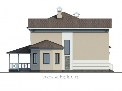 Проекты домов Альфаплан - «Белоостров»- классический коттедж с удобной планом - превью фасада №3