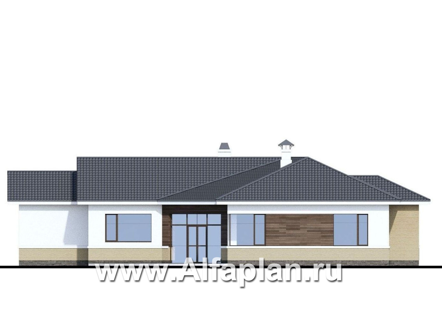 Проекты домов Альфаплан - «Модуль» — современный дом с диагональным планом - изображение фасада №3