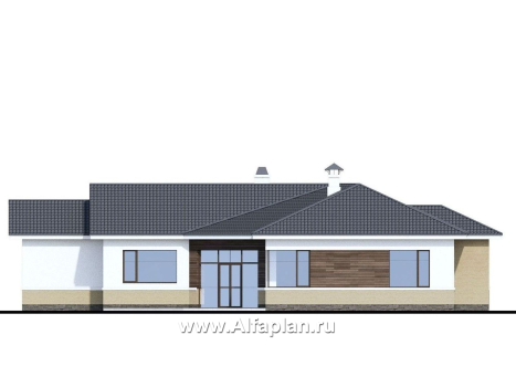 Проекты домов Альфаплан - «Модуль» — современный дом с диагональным планом - превью фасада №3
