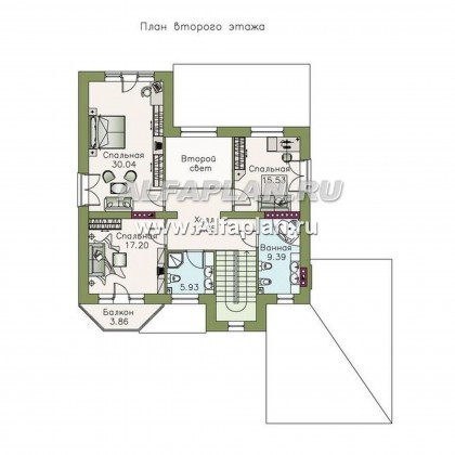 Проекты домов Альфаплан - «Феникс плюс» - коттедж с большим гаражом и цокольным этажом - превью плана проекта №3