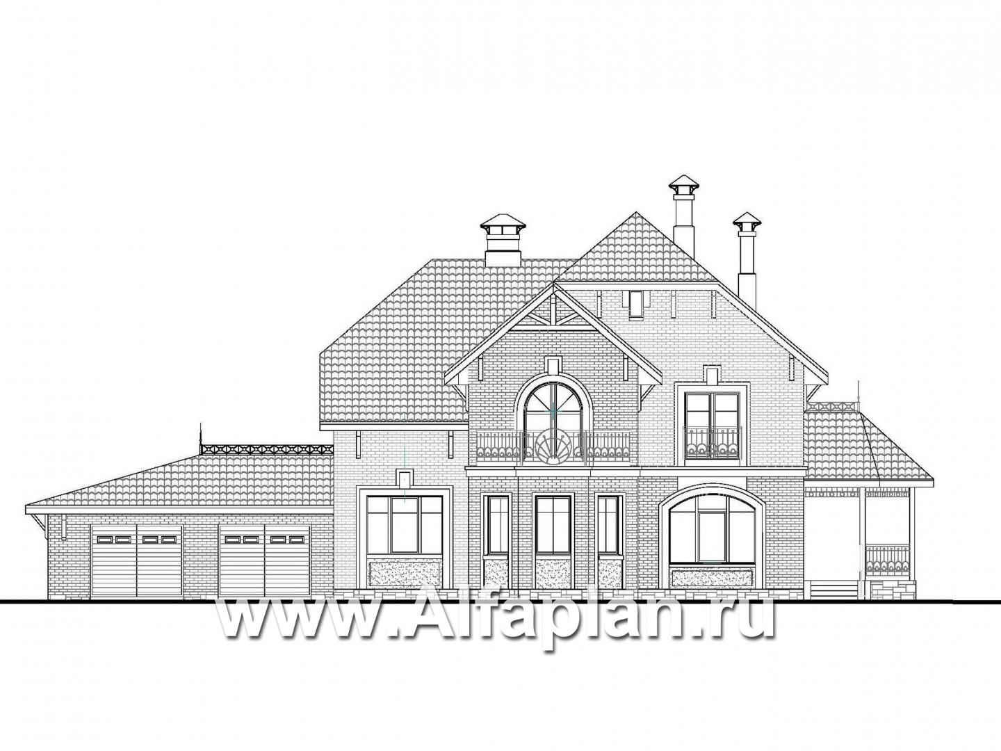 Проекты домов Альфаплан - «Ясная поляна» - удобный коттедж для большой семьи - изображение фасада №1
