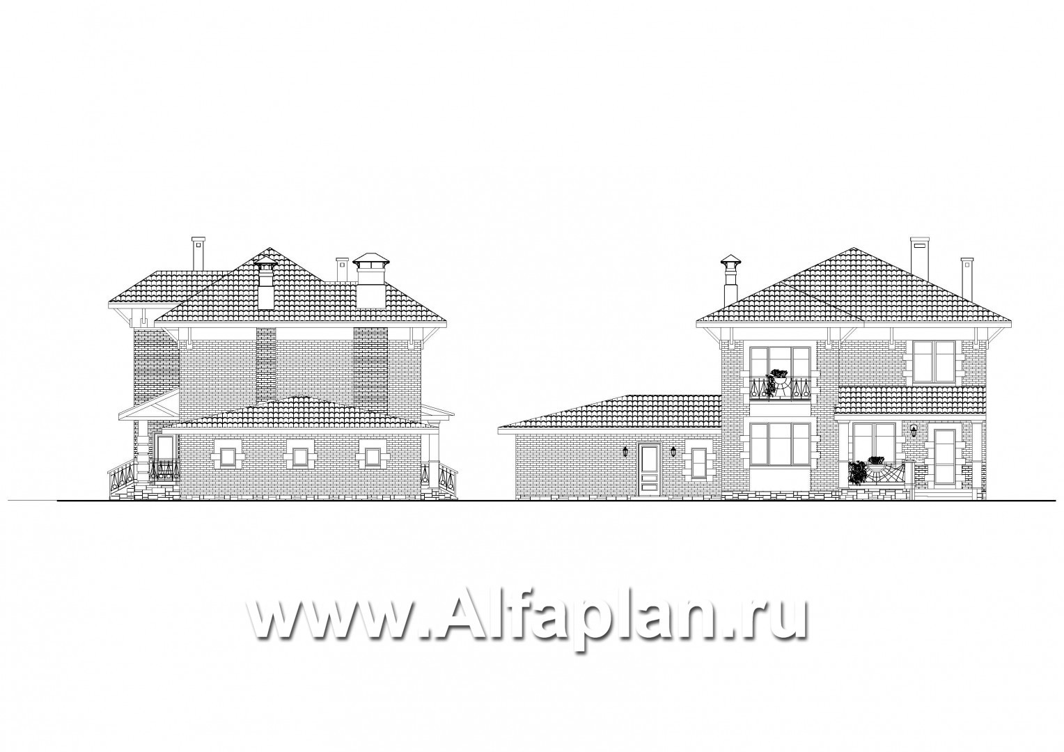 Проекты домов Альфаплан - «Виконт»- двухэтажный дом с большим гаражом и отличной планировкой - изображение фасада №2