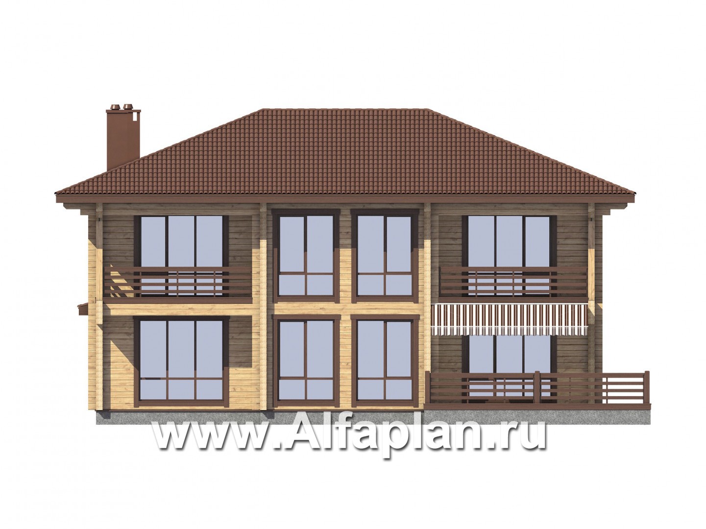 Проекты домов Альфаплан - Дом из бруса для большой семьи - изображение фасада №1