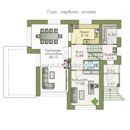 Проекты домов Альфаплан - Проект трехэтажного дома из газобетона «Аура», с гаражом в цоколе, с сауной и спортзалом, в современном стиле - превью плана проекта №2