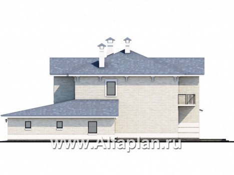 «Аутентик» - проект двухэтажного дома, с двусветным холлом и верандой, арочное окно, гараж на 2 авто, в стиле эклектика - превью фасада дома