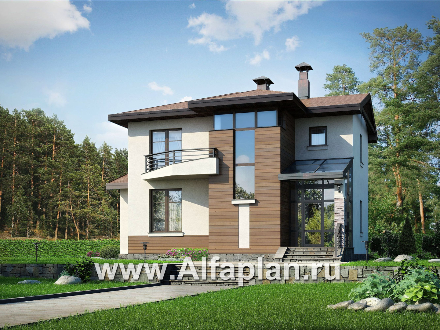 Проекты домов Альфаплан - «Тренд» - современный загородный дом - основное изображение