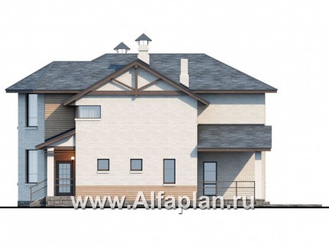 Проекты домов Альфаплан - «Безоблачный край» - двуxэтажный коттедж с эркером - превью фасада №2
