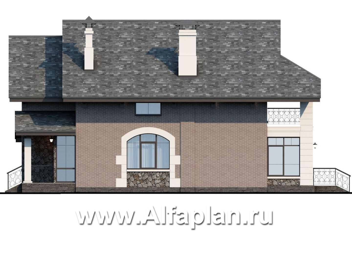 Проекты домов Альфаплан - «Одетта»- компактный дом для узкого участка - изображение фасада №2