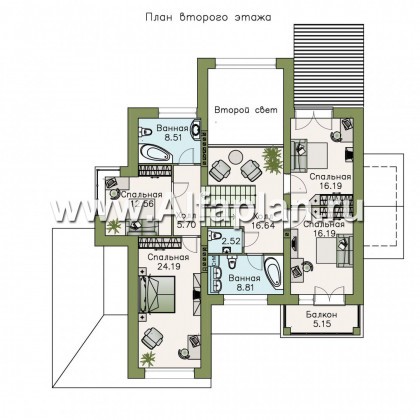 Проекты домов Альфаплан - «Современник» - коттедж со спортивным залом и сауной - превью плана проекта №2
