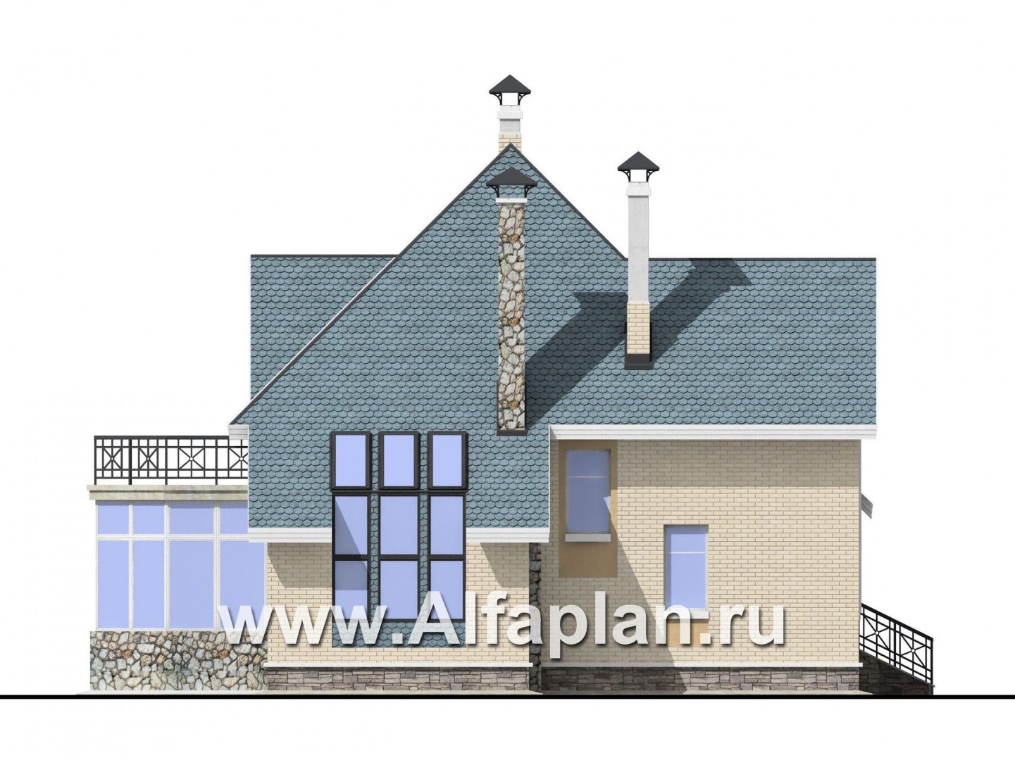 Проекты домов Альфаплан - Коттедж с окнами верхнего света - изображение фасада №3