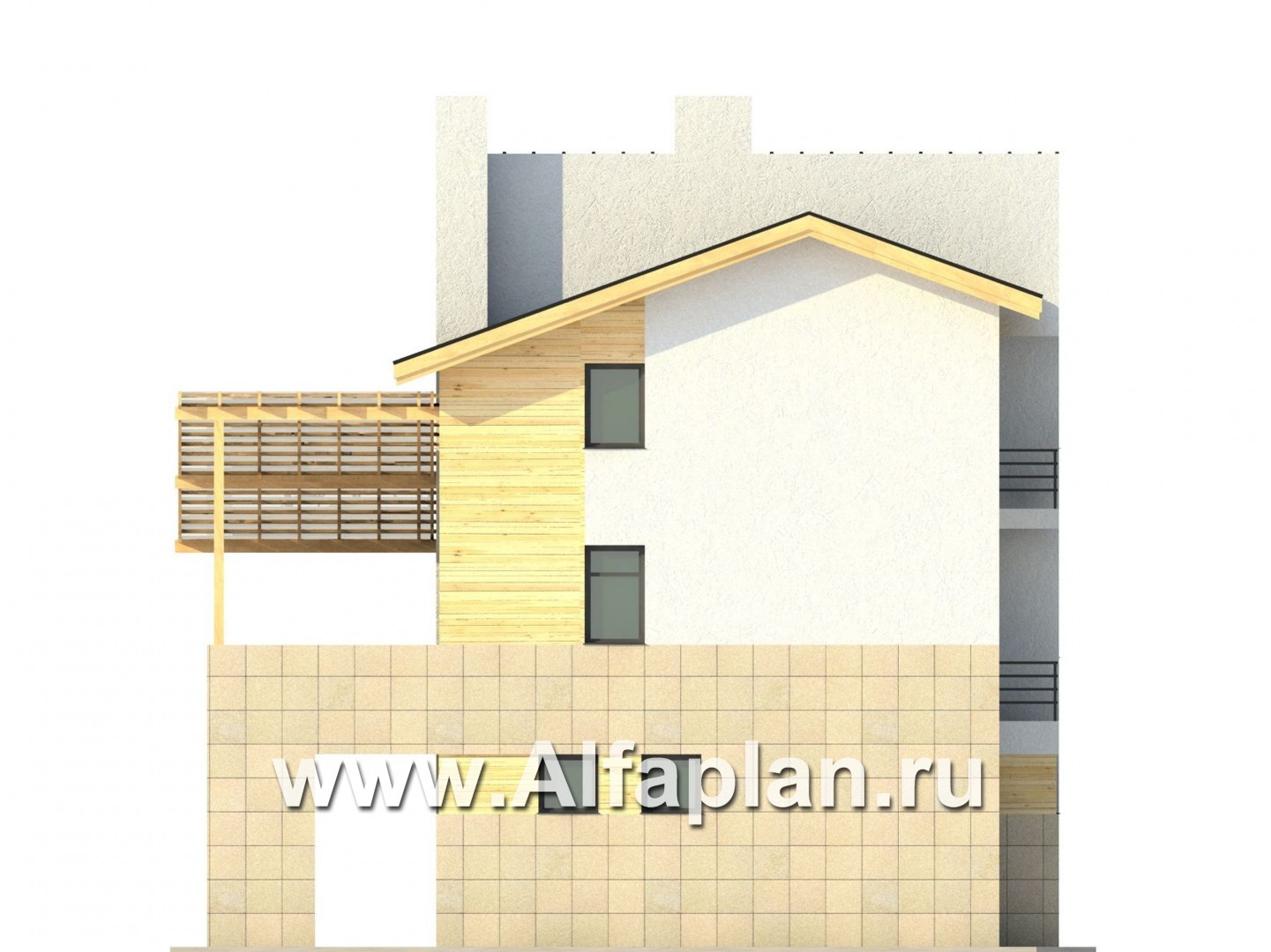 Проекты домов Альфаплан - Трехэтажный кирпичный коттедж - изображение фасада №3