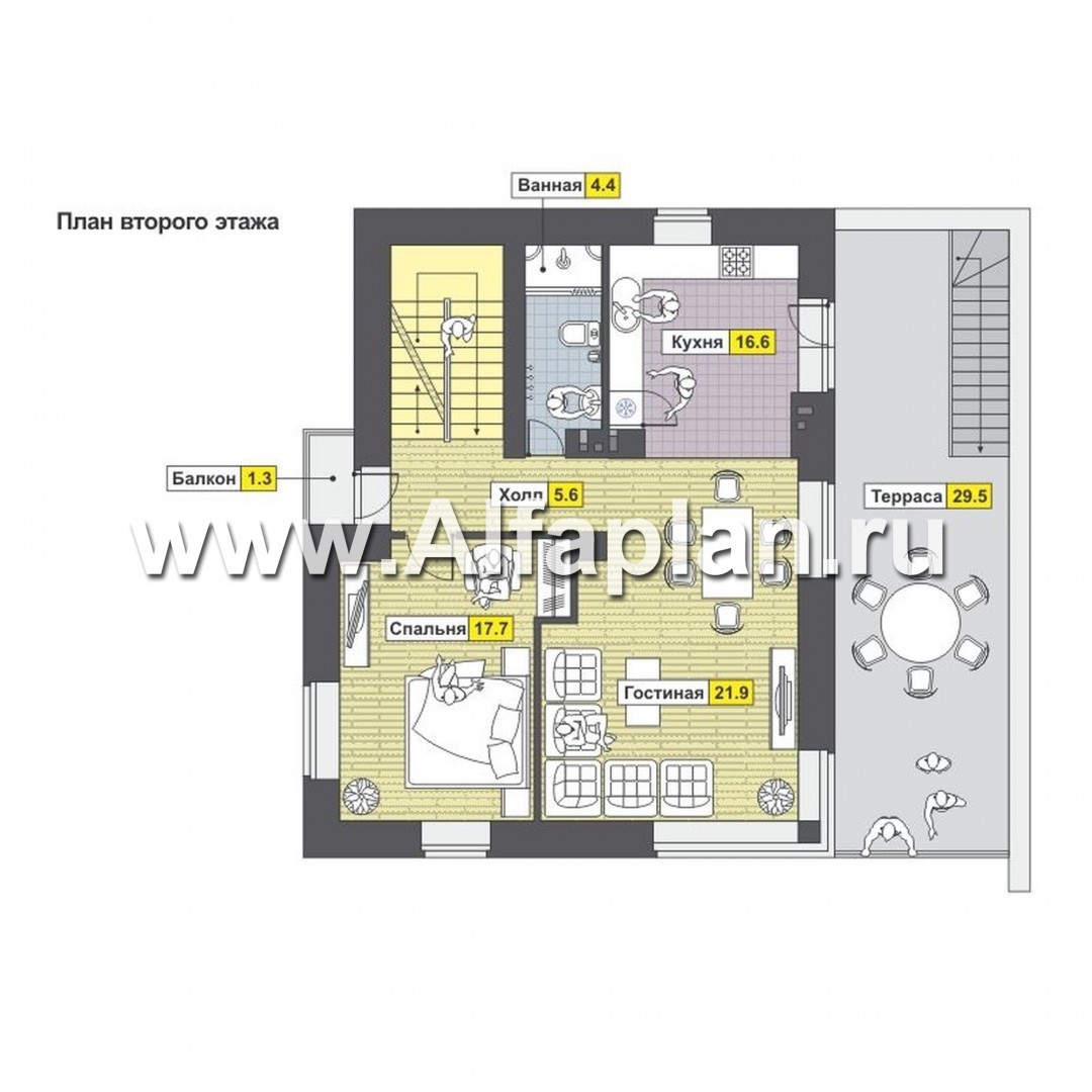 Проекты домов Альфаплан - Трехэтажный кирпичный коттедж - изображение плана проекта №2
