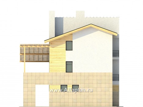 Проекты домов Альфаплан - Трехэтажный кирпичный коттедж - превью фасада №3