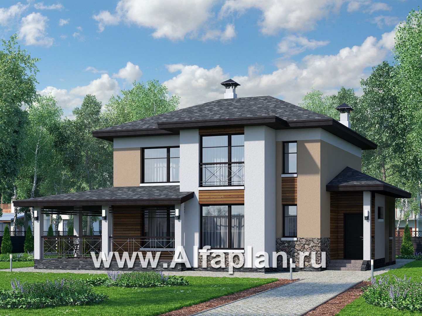 Проекты домов Альфаплан - «Стимул» - рациональный загородный дом - основное изображение