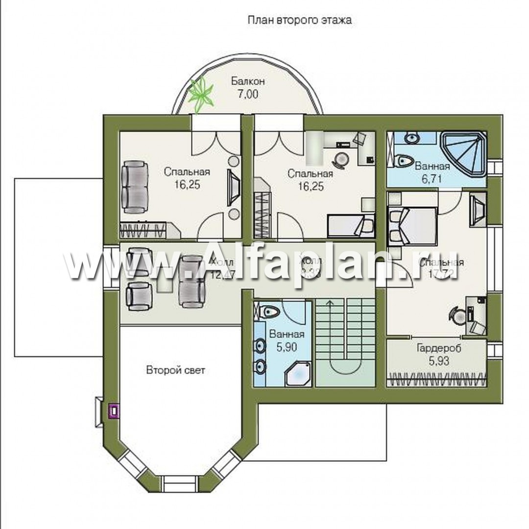 Проекты домов Альфаплан - «Суперстилиса» - проект дома с комфортной  планировкой - план проекта №2