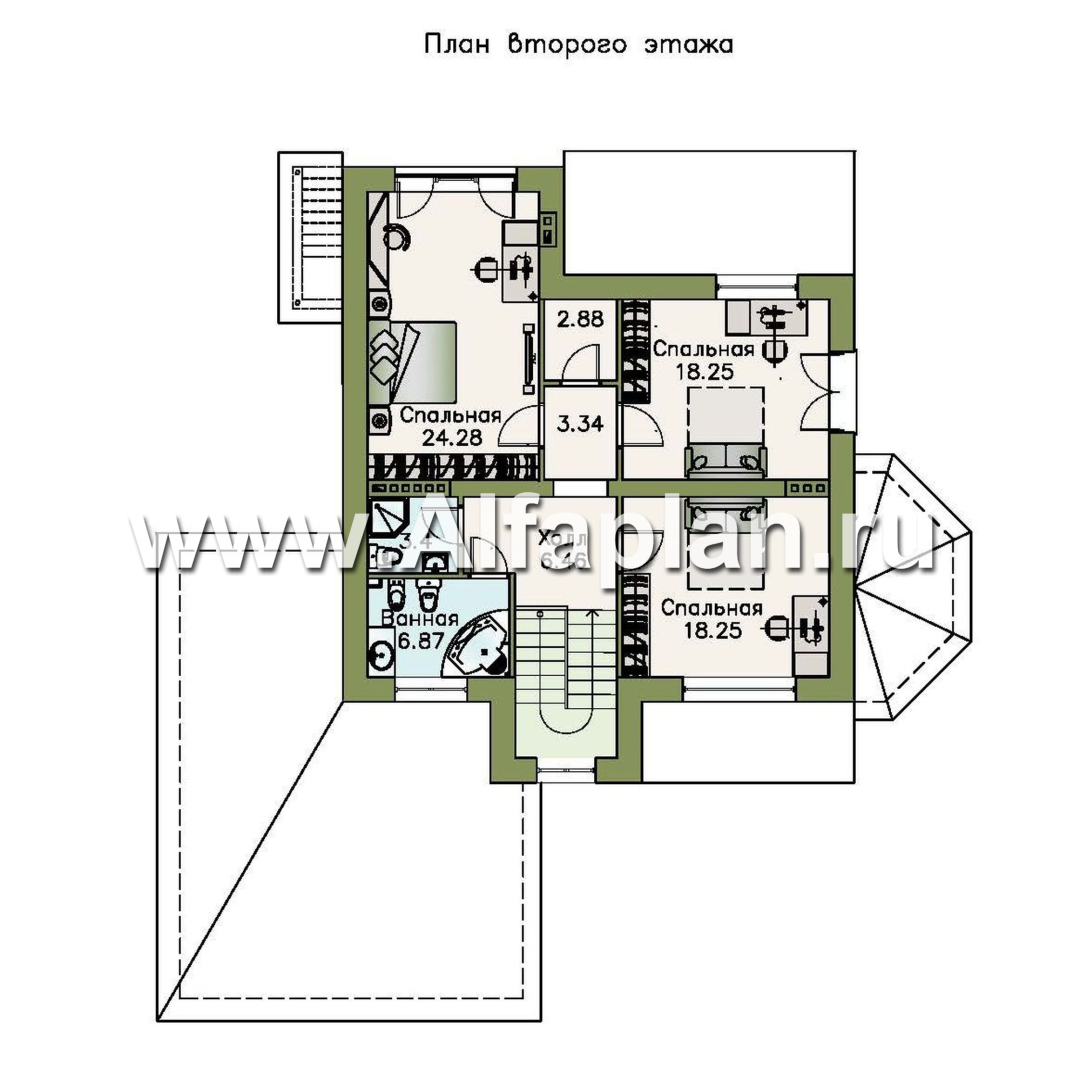 Проекты домов Альфаплан - «Маленький принц» - компактный коттедж с цокольным этажом и гаражом - изображение плана проекта №3