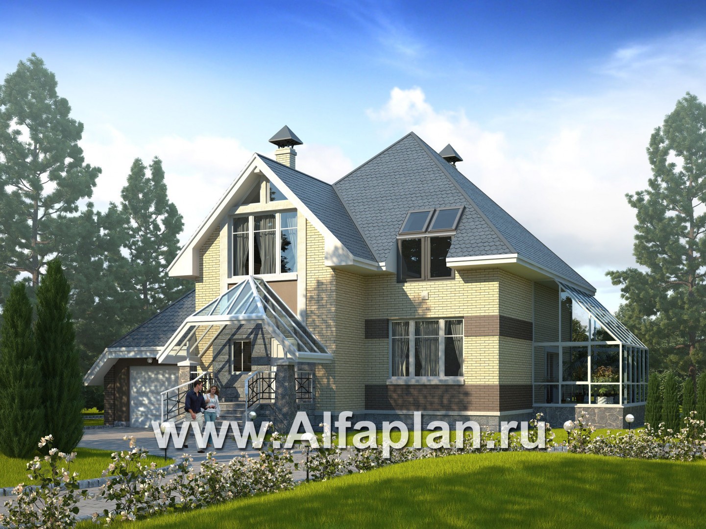 Проекты домов Альфаплан - «Светлая жизнь» - дом с окнами в небо - основное изображение