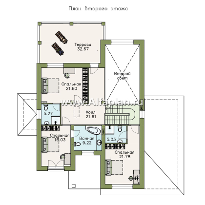 Проекты домов Альфаплан - «Привилегия» - элегантный коттедж с большим гаражом и террасой - превью плана проекта №2