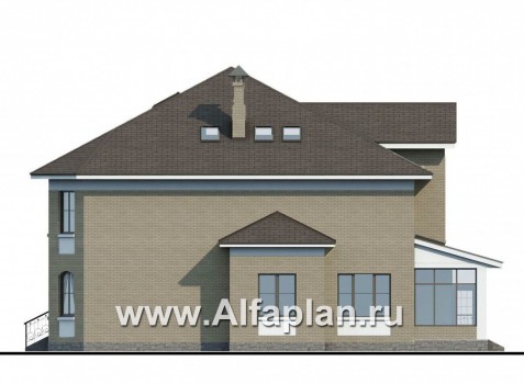 Проекты домов Альфаплан - «Рюрик» - солидный дом из газобетона для солидной семьи - превью фасада №2