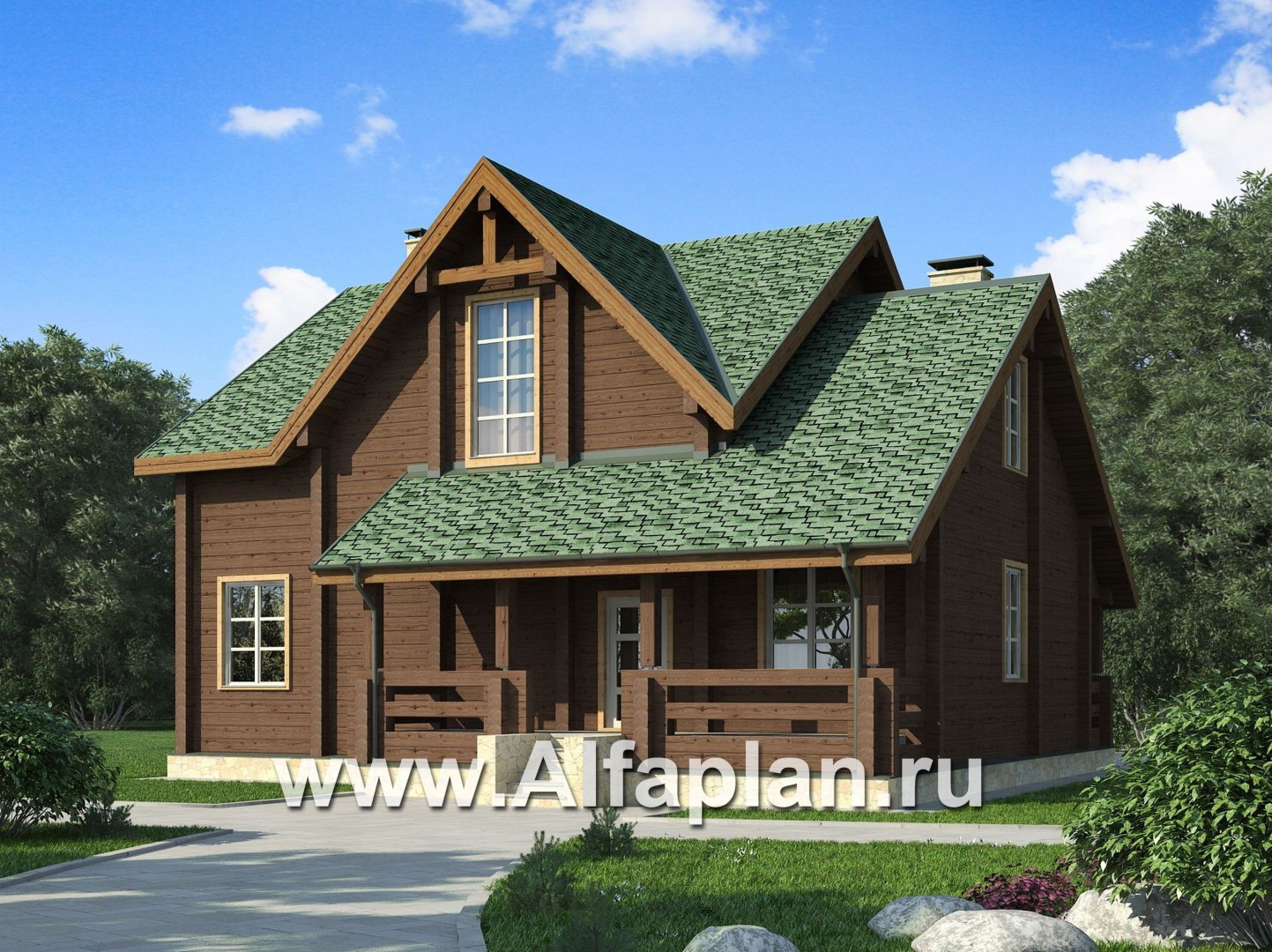 Проекты домов Альфаплан - Комфортный дом из клееного бруса - основное изображение
