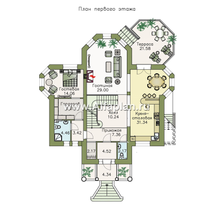 Проекты домов Альфаплан - «Головин плюс» - особняк в стиле Петровских традиций - превью плана проекта №3