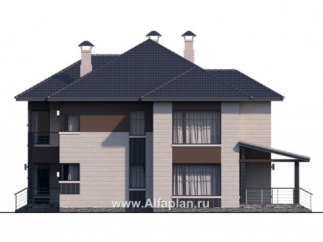 Проекты домов Альфаплан - «Эльба» — современная вилла с угловым остеклением - превью фасада №2