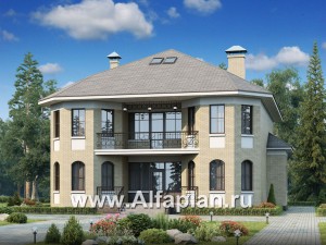 Проекты домов Альфаплан - «Рюрик» - солидный дом из газобетона для солидной семьи - превью основного изображения