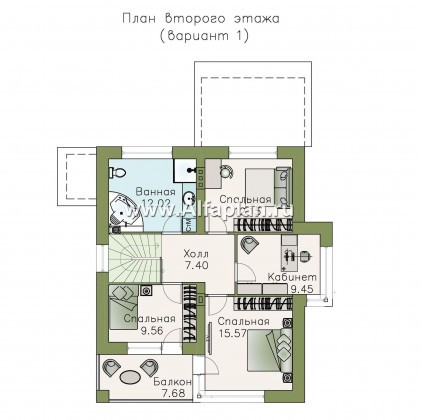 Проекты домов Альфаплан - «Лотос» - проект современного двухэтажного дома - превью плана проекта №2
