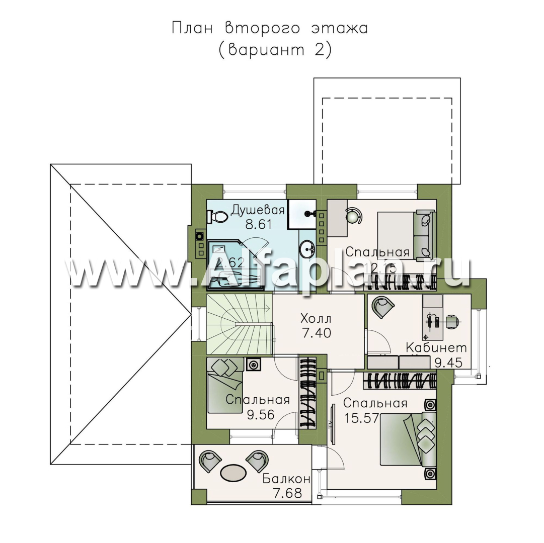Проекты домов Альфаплан - «Лотос» - компактный современный двухэтажный дом с гаражом - изображение плана проекта №3